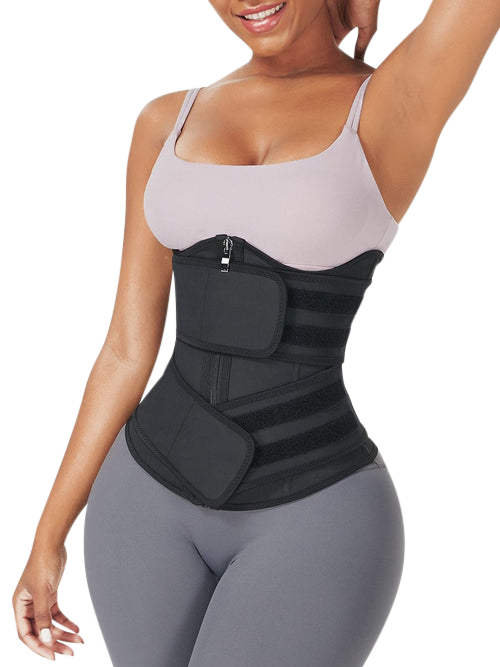 doubLe belted waist trainer with w - type design for under breast support