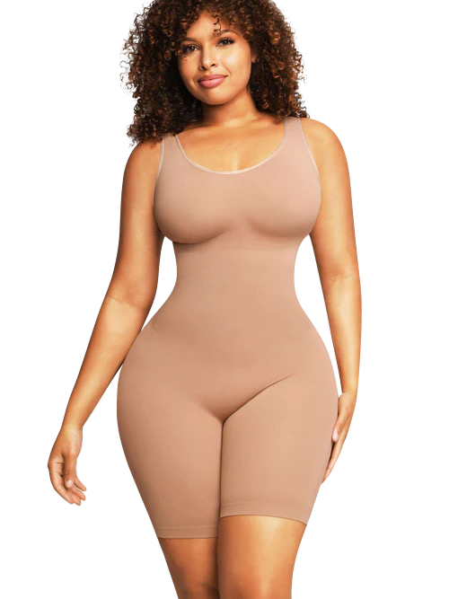"power" ecO-cOmfort seamLess mid thigh shapewear bodysuit